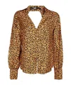 Karl Lagerfeld Leopard-print Backless Silk Blouse In Brown