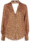 Karl Lagerfeld Leopard-print Backless Silk Blouse In Orange