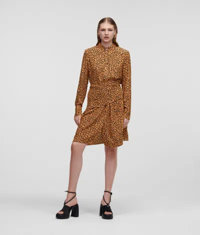 Karl Lagerfeld Leopard Print Shirt Dress In Gold