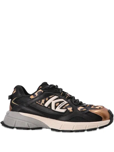Karl Lagerfeld Leopard-print Sneakers In Black