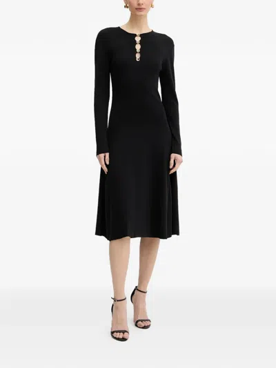 Karl Lagerfeld Lettered-button Detail Midi Dress In Multi