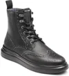 Karl Lagerfeld Lf2s3008 Combat Men Black Leather Wingtip Boots Zpo3805 In Black