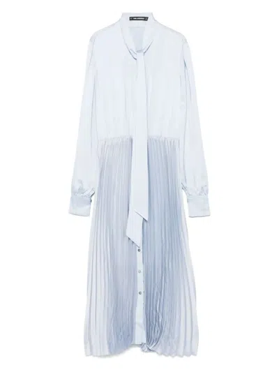 Karl Lagerfeld Light Blue Dress With Pleated Skirt With Bow