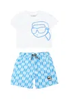 Karl Lagerfeld Light Blue Suit For Baby Boy With  In White