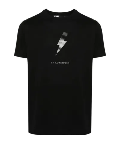 Karl Lagerfeld Lightning Printed T-shirt In Black
