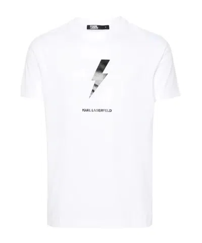 Karl Lagerfeld Lightning Printed T-shirt In White