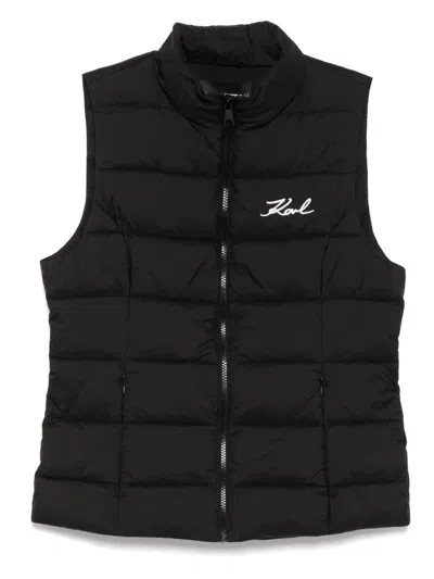 Karl Lagerfeld Lightweight Puffer Gilet In Black