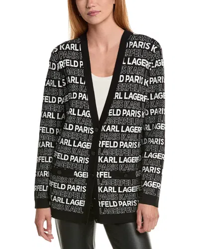 Karl Lagerfeld Linear Klp Cardigan In Black