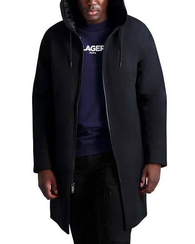 Karl Lagerfeld Men's Wool-blend Parka W/ Handwarmer Pockets In Black