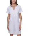 Karl Lagerfeld Linen Blend A Line Dress In Soft White