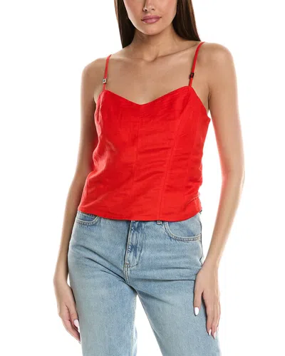 Karl Lagerfeld Linen-blend Cami In Red