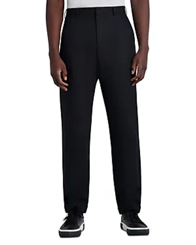 Karl Lagerfeld Linen Blend Chino Trousers In Black