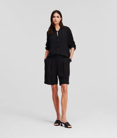 Karl Lagerfeld Linen-blend Tailored Shorts
