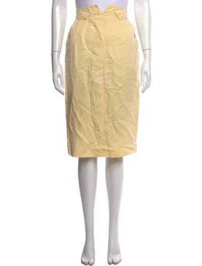 Pre-owned Karl Lagerfeld Linen Midi Length Skirt In Yellow