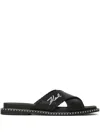 Karl Lagerfeld Lleo Whipstitch Sandals In Black