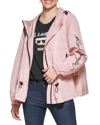 Karl Lagerfeld Logo Anorak In Pink