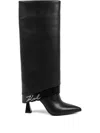 Karl Lagerfeld Debutante Tall Fold-down Boots In Black