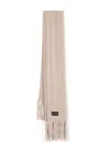 Karl Lagerfeld Logo-appliqué Cable-knit Scarf In Nude
