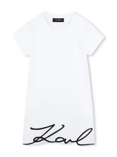 Karl Lagerfeld Kids' Logo-appliqué Dress In White