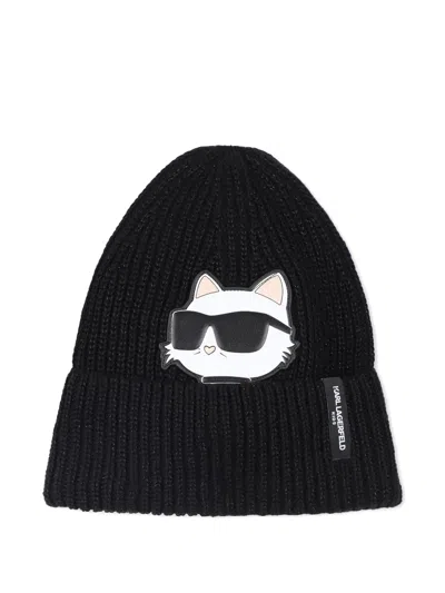 Karl Lagerfeld Logo Appliqué Hat In Black