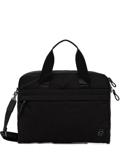 Karl Lagerfeld Logo-appliqué Laptop Bag In Black