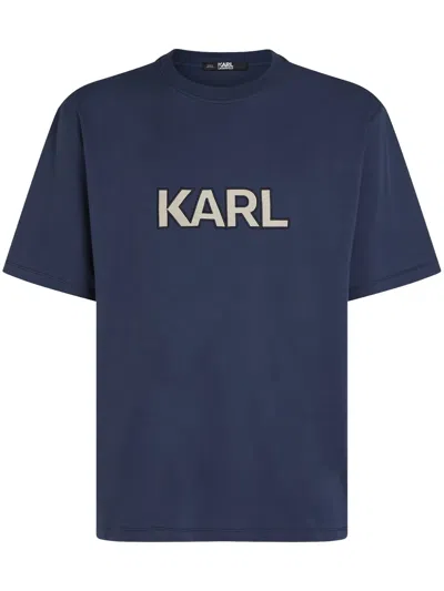KARL LAGERFELD LOGO-APPLIQUÉ ORGANIC-COTTON T-SHIRT