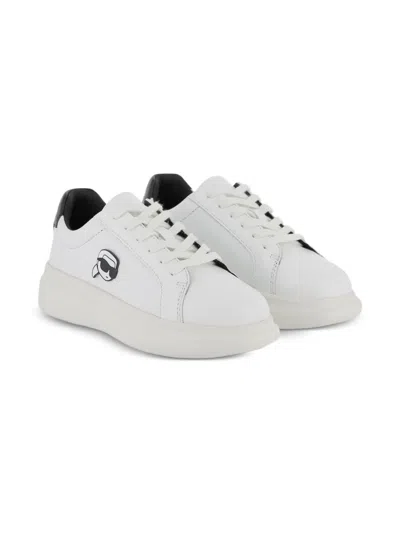 Karl Lagerfeld Kids' Logo-appliqué Sneakers In White