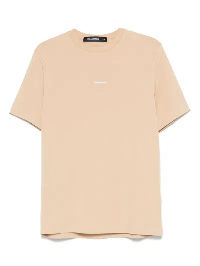 Karl Lagerfeld Logo-appliqué T-shirt In Brown