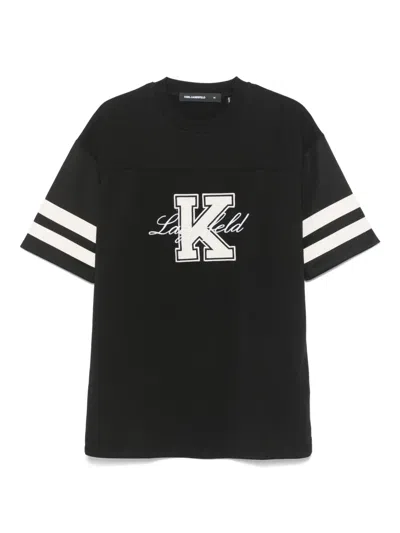Karl Lagerfeld Logo-appliqué T-shirt In Black