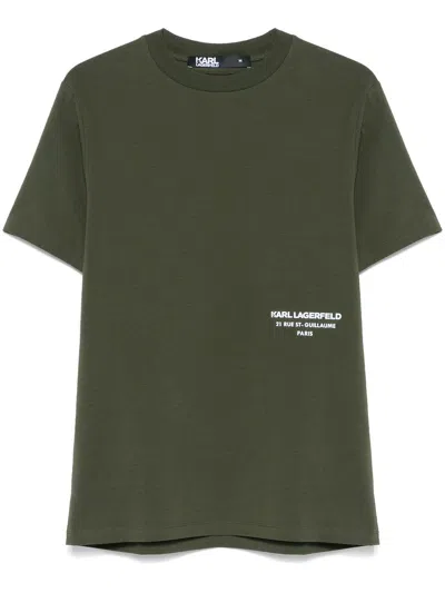 Karl Lagerfeld Logo-appliqué T-shirt In Green