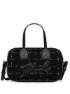 Karl Lagerfeld Logo-appliqué Tweed Tote Bag In Black