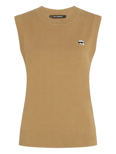 Karl Lagerfeld Logo Appliqué Vest In Neutral