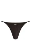 Karl Lagerfeld Logo-appliquéd Satin Thong In Black