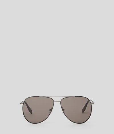 Karl Lagerfeld Logo Aviator Sunglasses In Gray