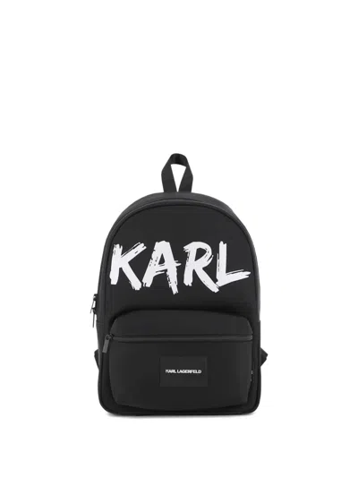 Karl Lagerfeld Kids' Logo Backpack In Black