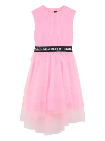 Karl Lagerfeld Kids' Logo-band Layered Dress In Pink
