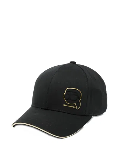 Karl Lagerfeld Logo Baseball Cap In Gold