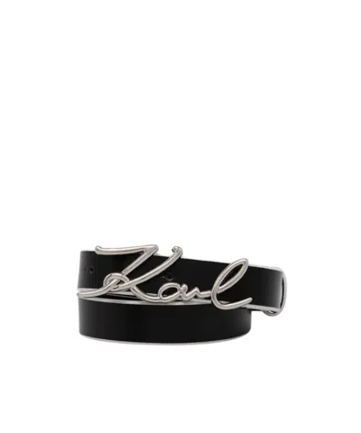 Karl Lagerfeld Logo Belt In Black