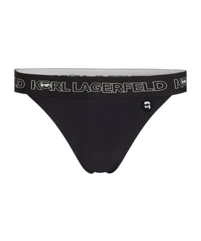 Karl Lagerfeld Ikonik 2.0 Logo-print Bikini Bottom In Black