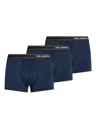 Karl Lagerfeld Logo Boxers (pack Of Three) In Blue