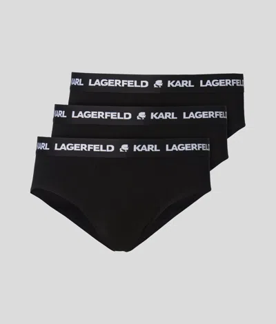 Karl Lagerfeld Logo Briefs 3-pack In Black