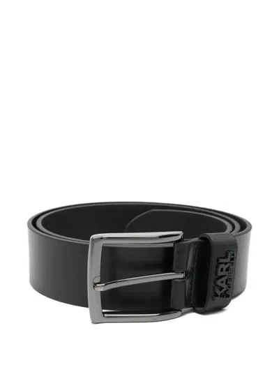 Karl Lagerfeld Logo Buckle Belt In Black