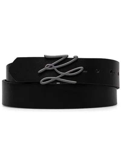 Karl Lagerfeld Logo-buckle Belt In Black