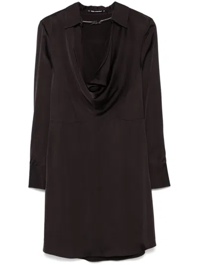 Karl Lagerfeld Logo-chain Detailed Mini Dress In Black