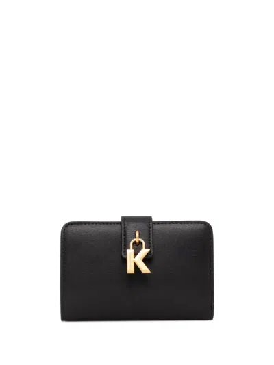 Karl Lagerfeld Logo-charm Zipped Wallet In Black