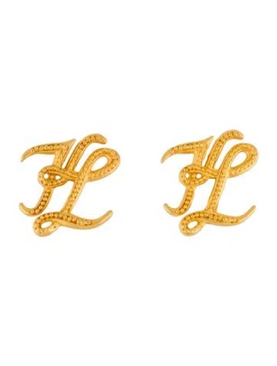 Pre-owned Karl Lagerfeld Logo Clip-on Earrings In Multi