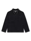 Karl Lagerfeld Logo-collar Denim Jacket In Black