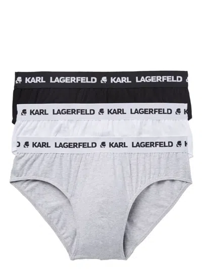 Karl Lagerfeld Logo Cotton Boxer Briefs In Black