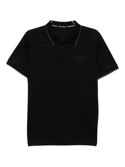 Karl Lagerfeld Logo Cotton Polo Shirt In Black