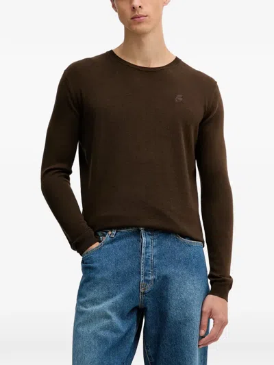 Karl Lagerfeld Logo Crew-neck Sweater In Brown